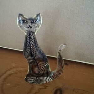Vintage MCM Abraham Palatnik Lucite Cat Figurine Statue 4" Sculpture Op Art